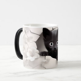 3D Black cat Magisk Mugg