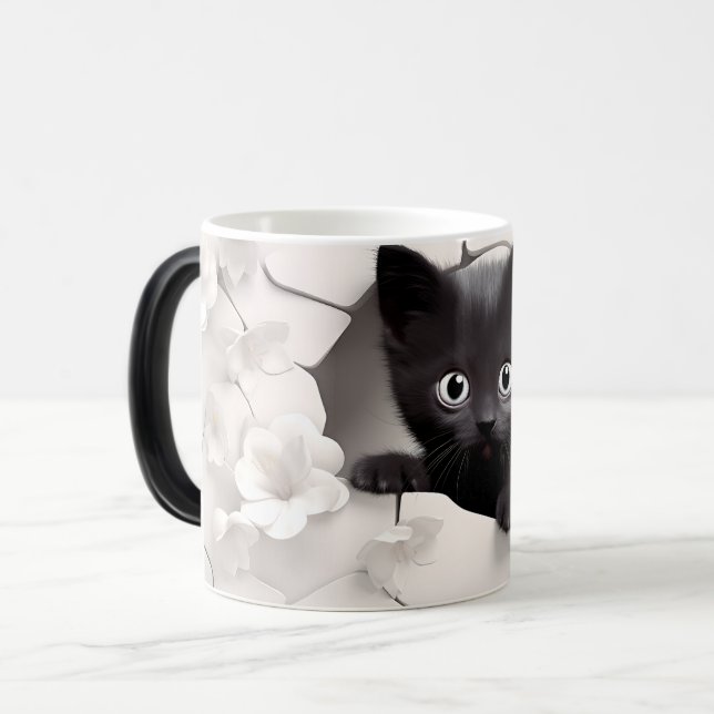 3D Black cat Magisk Mugg (Framsida vänster)
