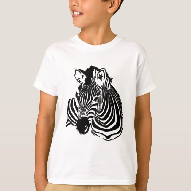 3D Black & White Zebra Head för Djur älskare T-shirt (Framsida)