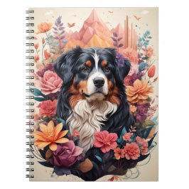 3D Blommigt Fantasy Bernese Mountain Hund Birds Vi Anteckningsbok
