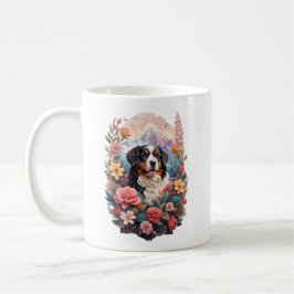 3D Blommigt Fantasy Bernese Mountain Hund Birds Vi Kaffemugg