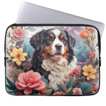 3D Blommigt Fantasy Bernese Mountain Hund Birds Vi