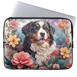 3D Blommigt Fantasy Bernese Mountain Hund Birds Vi Laptop Fodral