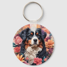 3D Blommigt Fantasy Bernese Mountain Hund Birds Vi