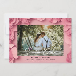 3d-blommigt fotospara rosan datum inbjudningar