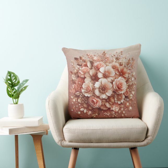 3D-Blommigten  Rosa Dekorativ kudde (Stol)
