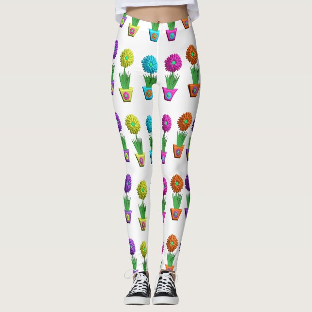 3D-blommor i pots Leggings (Framsida)