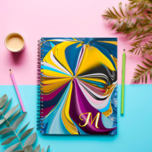 3D Blue Lila Guld Monogram Flytande Abstrakt