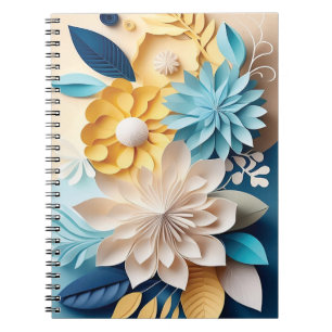 3D Blue och Gula blommor Anteckningsbok