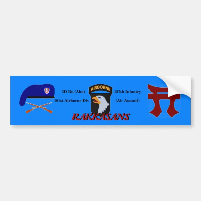 3D Bn 187th Infantry RAKKASANS Bumper Sticker Bildekal (Framsidan)