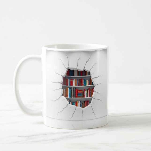 3D-böcker framträder genom design med hål som bryt Kaffemugg (Vänster)