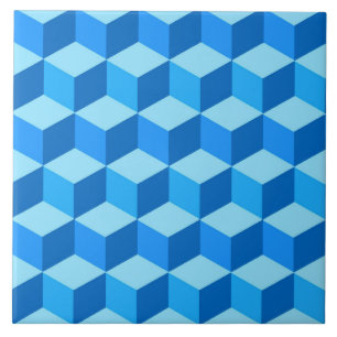 3D-boxar, safir och Himlar Blue Kakelplatta