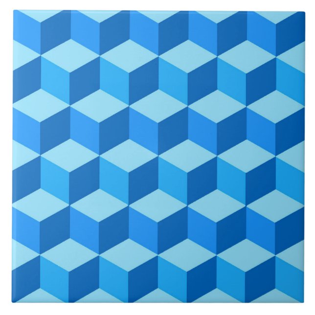 3D-boxar, safir och Himlar Blue Kakelplatta (Framsidan)