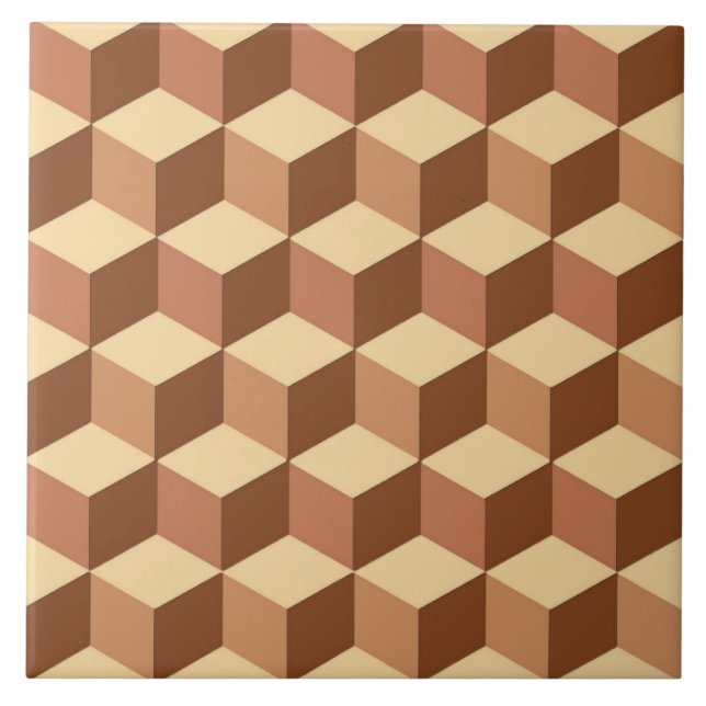 3D-boxar, Tan, Brown och Beige Kakelplatta (Framsidan)