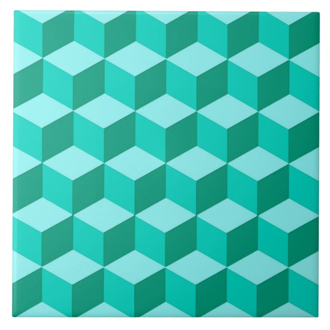 3D-boxar, turkos, Teal och Aqua Cer Kakelplatta (Framsidan)