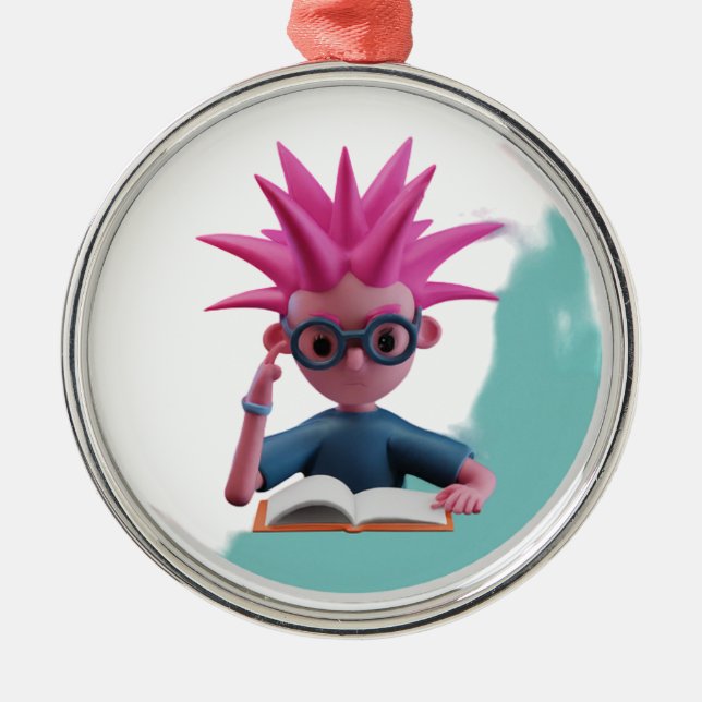 3D Boy Sticker Ornaments Julgransprydnad Metall (Framsidan)