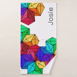 3D Bright Rainbow Cube Triangles på White Add Namn