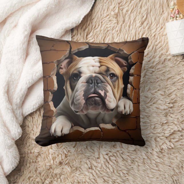 3D-bulldog-brickan i Hål Kudde (Filt)