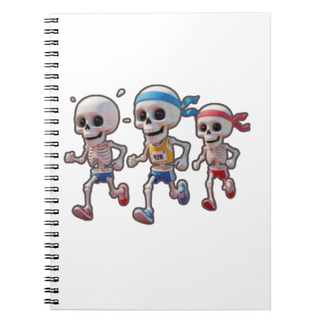 “3D Cartoon Skeleton Race • Funny Running Skeleton Anteckningsbok (Framsidan)