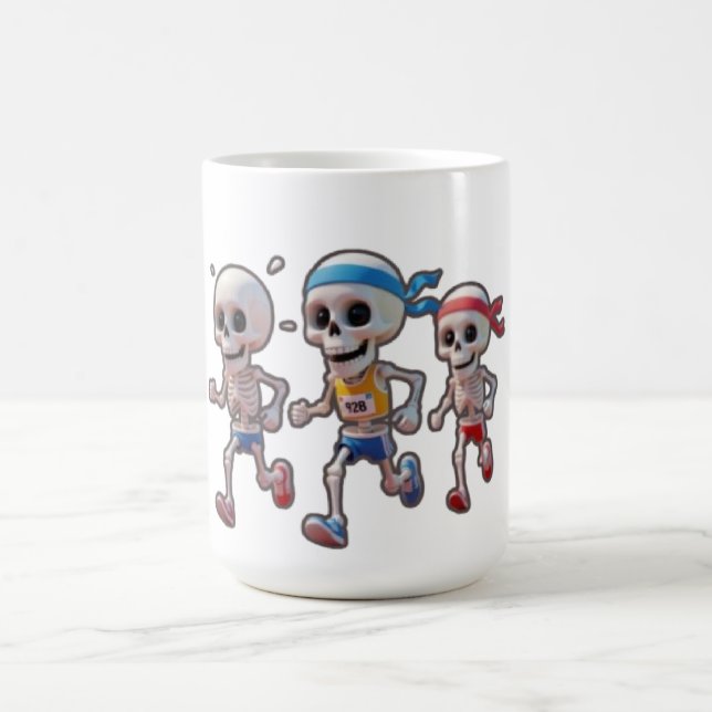 “3D Cartoon Skeleton Race • Funny Running Skeleton Kaffemugg (Center)