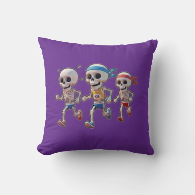 “3D Cartoon Skeleton Race • Funny Running Skeleton Kudde (Framsida)