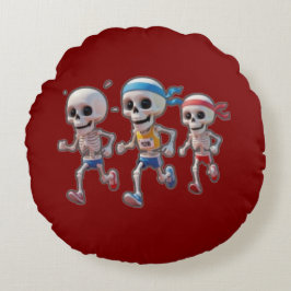 “3D Cartoon Skeleton Race • Funny Running Skeleton Rund Kudde