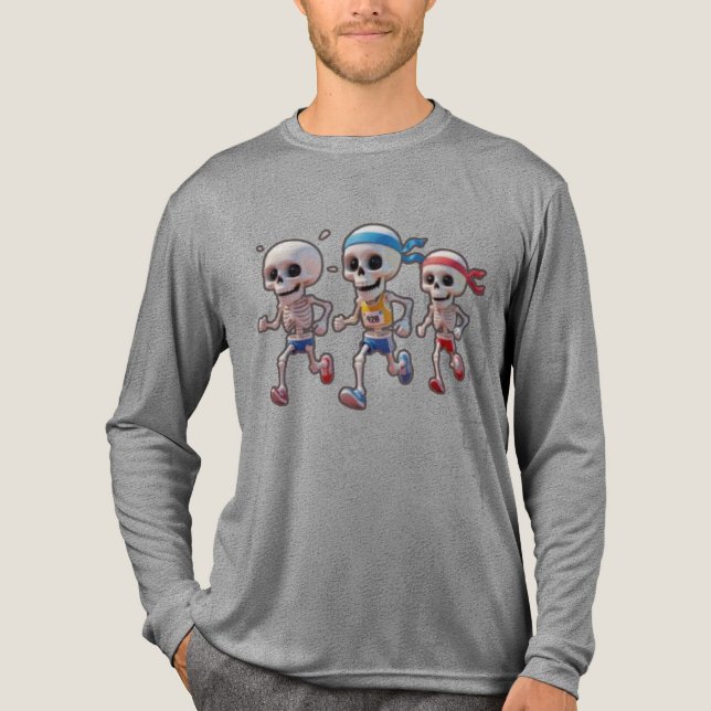 “3D Cartoon Skeleton Race • Funny Running Skeleton T Shirt (Framsida)