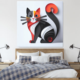 3D Cat Wall Art: Elegant Kattdjur Wall Decor Canvastryck