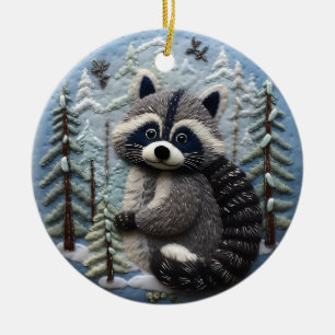 3D Chirstmas Animal Woodland Julgransprydnad Keramik
