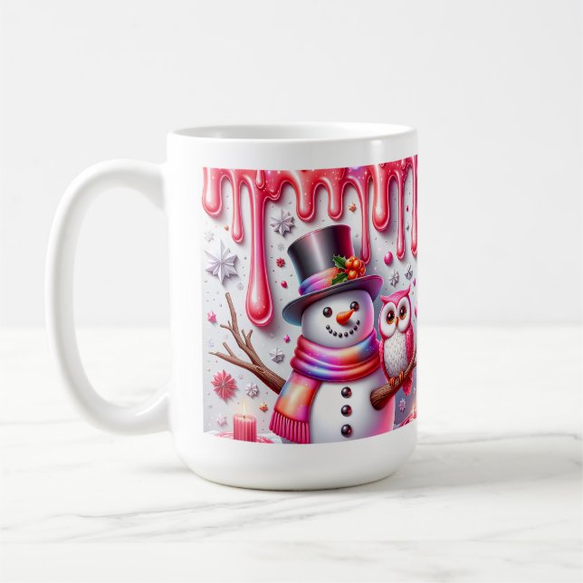 3D Christmas Snowman With Owl Kaffemugg (Vänster)