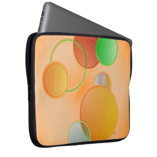 3D-cirklar (orange) - elektroniksäck Laptop Sleeve (Framsidan Höger)