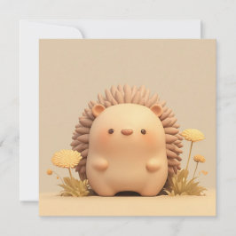 3D Clay Porcupine in Yellow Floral Field Postcard