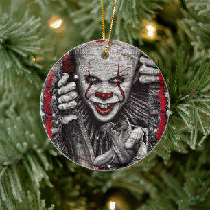 3D Creepy Clown jul Julgransprydnad Keramik