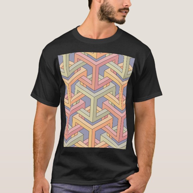 3D Cubes, Optical Illusion Mönster. T Shirt (Framsida)