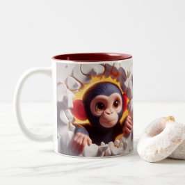 3D Cute Baby Chimpanzee Hett Cocoa Coffee Animals Två-Tonad Mugg