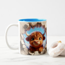 3D Cute Baby Cow Hett Cocoa Coffee Animals Två-Tonad Mugg