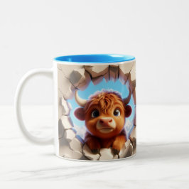 3D Cute Baby Cow Hett Cocoa Coffee Animals Två-Tonad Mugg