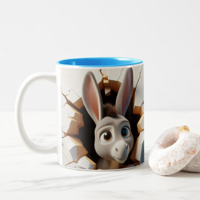 3D Cute Baby Donkey Hett Cocoa Coffee Animals Mugg (Med munk)