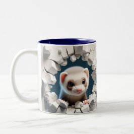 3D Cute Baby Ferret Hett Cocoa Coffee Animals Två-Tonad Mugg