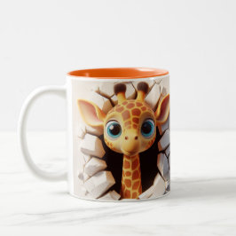 3D Cute Baby Giraffe Hett Cocoa Coffee Animals Mug Två-Tonad Mugg