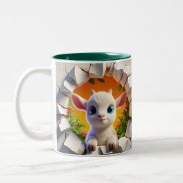 3D Cute Baby Goat Hett Cocoa Coffee Animals Två-Tonad Mugg