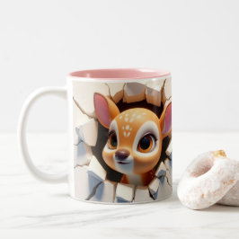 3D Cute Baby Hjort Hett Kakaoblock Djur Två-Tonad Mugg