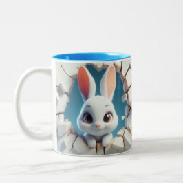 3D Cute Baby Kanin Hett Cocoa Coffee Animals Två-Tonad Mugg