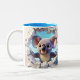 3D Cute Baby Koala Hett Cocoa Coffee Animals Två-Tonad Mugg