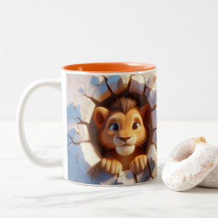 3D Cute Baby Lejon Hett Kakaoblock från Mugg