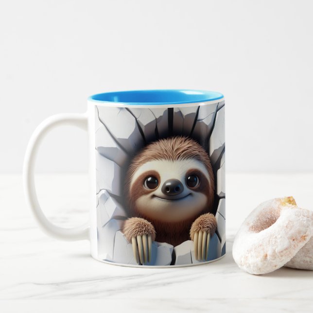 3D Cute Baby Sloth Hett Cocoa Coffee Animals Mugg (Med munk)