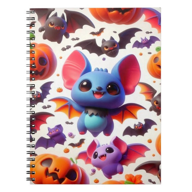 3D cute bats halloween Anteckningsbok (Framsidan)