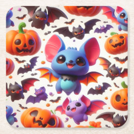 3D cute bats halloween Underlägg Papper Kvadrat