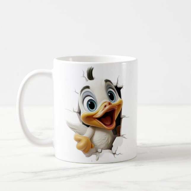 3D Cute Cartoon Duckling Bursting Kaffemugg (Vänster)