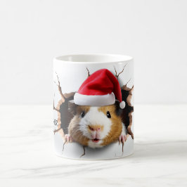 3D Cute Guinea gris med Santa Hat Kaffemugg